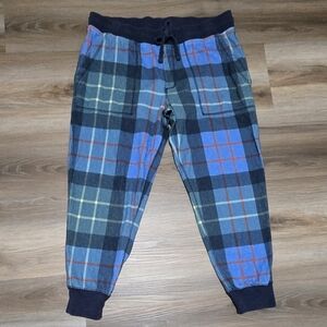 J. Crew Knit Goods Soft Lounge Blue Plaid Jogger Pants Size L